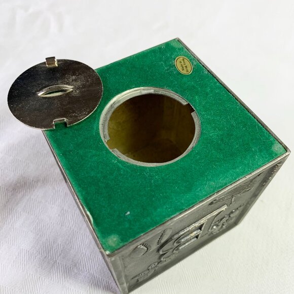 Décor | 🇭🇰 Vintage Pewter Coin Bank, Alphabet Block, Nursery, Made in Hong Kong - Picture 9 of 10